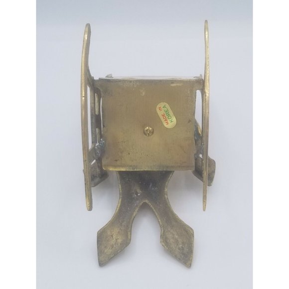 Brass Frog in Rocking Chair Figurine Bow Tie Gentleman Frog Made in Korea - Picture 7 of 8